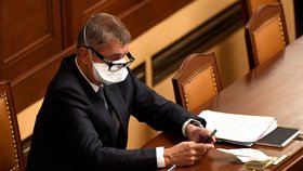 Andrej Babiš ve Sněmovně při jednání o koronaviru (ANO, 19. 8. 2020)