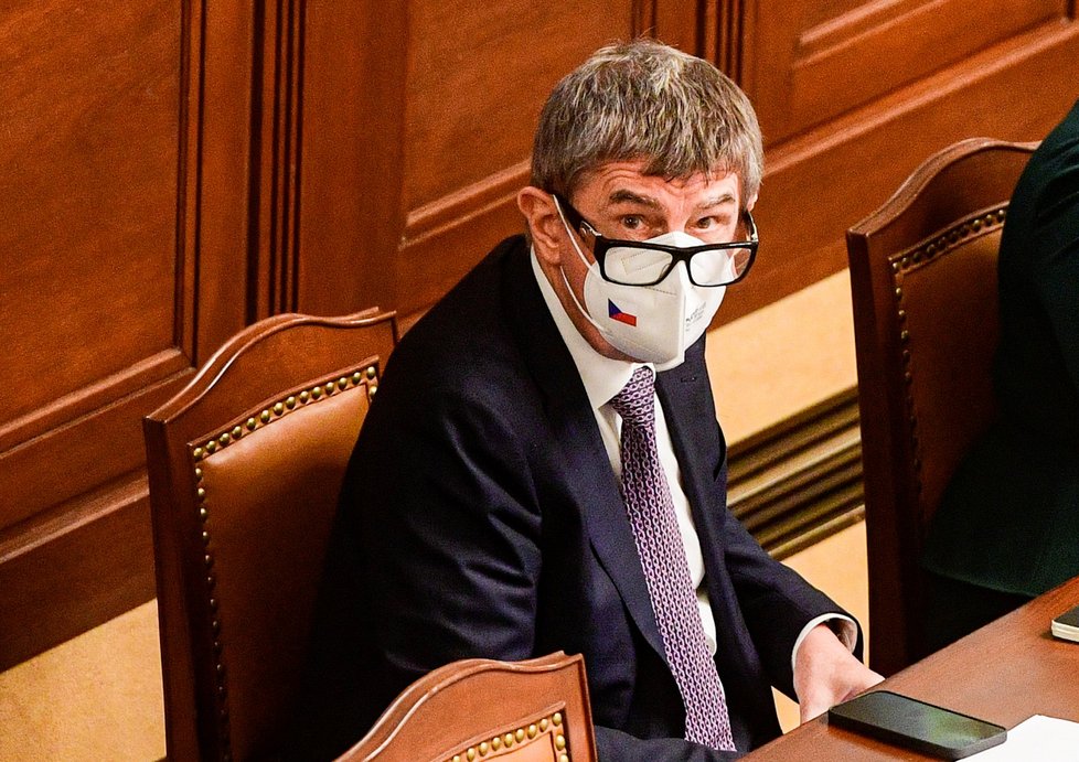 Premiér AndrePremiér Andrej Babiš (ANO) v Poslanecké sněmovně během projednávání prodloužení nouzového stavu (26.2.2021)