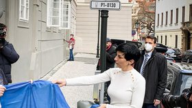 Ukrajinskou vlajku na Sněmovnu vyvěsila její předsedkyně Pekarová Adamová (22. 2. 2022).