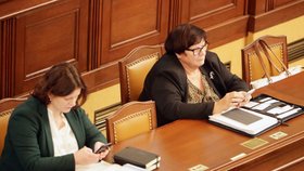 Ministryně Jana Maláčová (ČSSD) a Marie Benešová (za ANO) ve Sněmovně (5. 11. 2019)