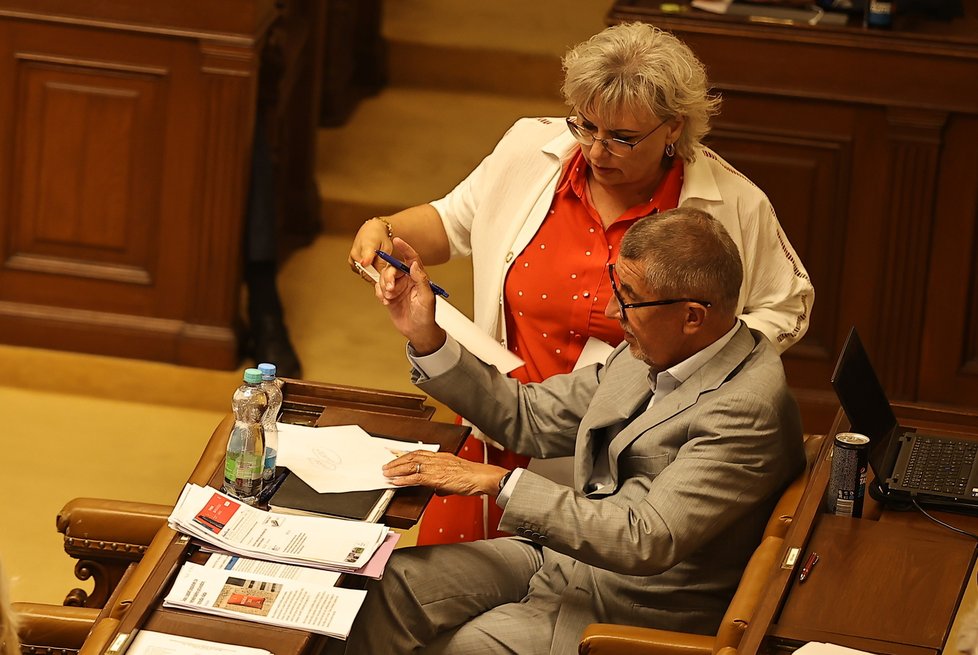 Jednání Sněmovny: Andrej Babiš a Margita Balaštíková (ANO) (červenec 2023)