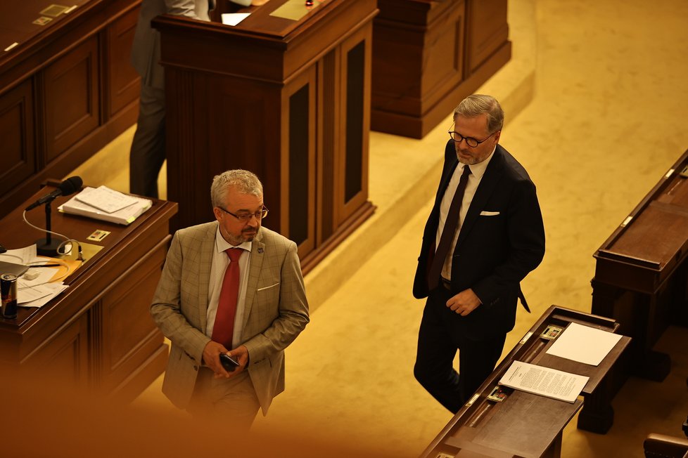 Jednání Sněmovny: Marek Benda a Petr Fiala (ODS) (červenec 2023)