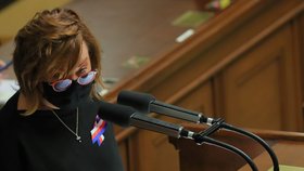 Ministryně financí Alena Schillerová na jednání Poslanecké sněmovny o státním rozpočtu. (11. 11. 2020)