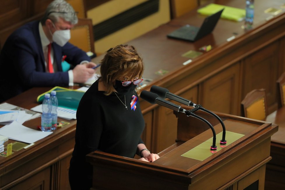 Ministryně financí Alena Schillerová na jednání Poslanecké sněmovny o státním rozpočtu (11. 11. 2020)