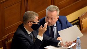 Schůze Sněmovny: Andrej Babiš a Richard Brabec (oba ANO; 23. 6. 2020)