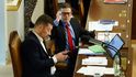 Jednání Poslanecké sněmovny: Tomio Okamura a Patrik Nacher Jednání Poslanecké sněmovny: Tomio Okamura a Patrik Nacher