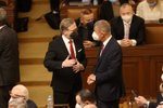 Jednání Sněmovny o důvěře vlády: Premiér Petr Fiala (ODS) a expremiér Andrej Babiš (ANO) (13.1.2022)