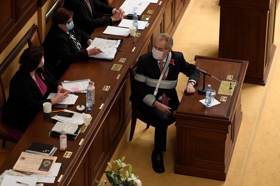 Prezident Miloš Zeman ve Sněmovně při schvalování rozpočtu (11.11.2020)