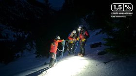 Pátrání záchranářů po dvou turistech, kteří se zřítili ze Sněžky (30.1.2024)