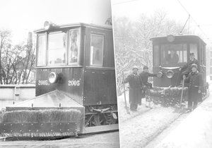 Sněžný pluh z roku 1907 (vlevo) a kolem roku 1929