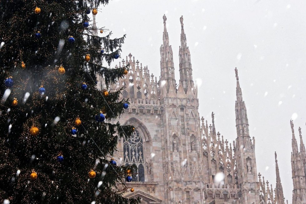 Sněžilo i v italském Miláně