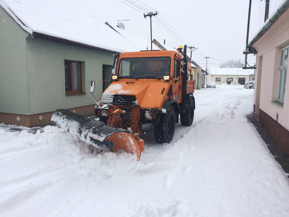 Jižní Moravu zasypal sníh. Např. ve Veselí nad Moravou ho napadlo více, než 20 centimetrů (28.1.2019)