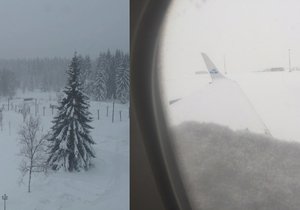 Na Šumavě bylo znovu více než minus 30 stupňů pod nulou. A husté sněžení zpozdilo odlety z Letiště Václava Havla Praha.