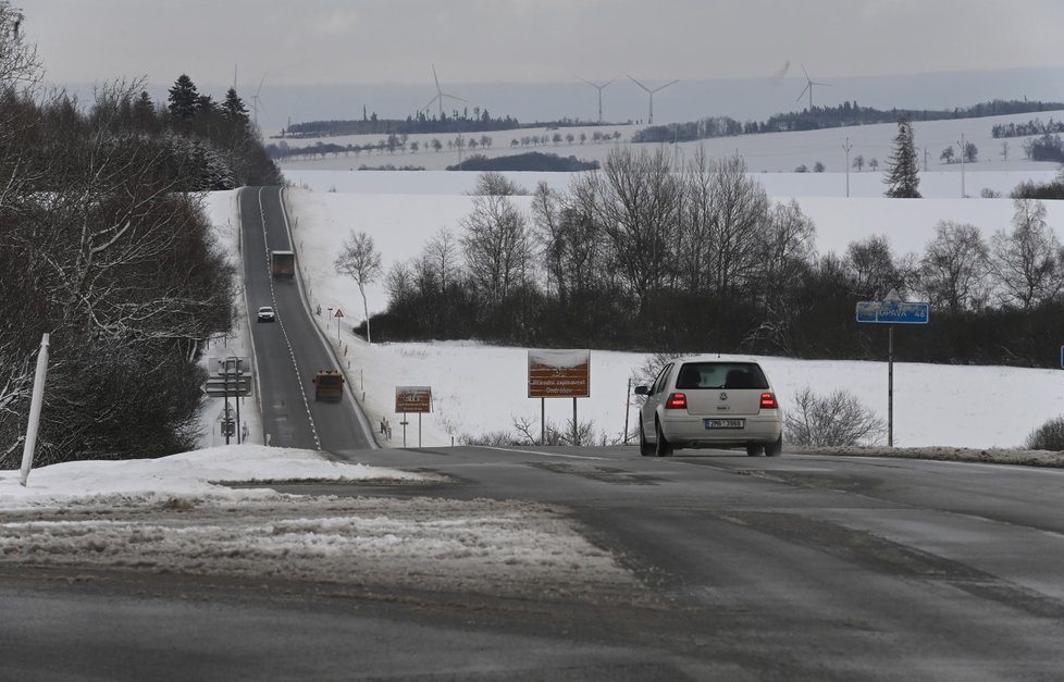 Silnice první třídy číslo 46 mezi Šternberkem a Moravským Berounem, 1. února 2023, Olomoucko