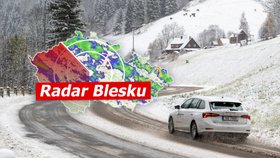 Česko zasypal sníh: Silnice na horách kloužou, sledujte radar Blesku. Napadlo až 30 cm!