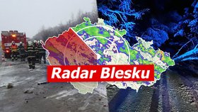 Po sněžení v Česku hrozí náledí, stovky domácností jsou bez proudu. Sledujte radar Blesku