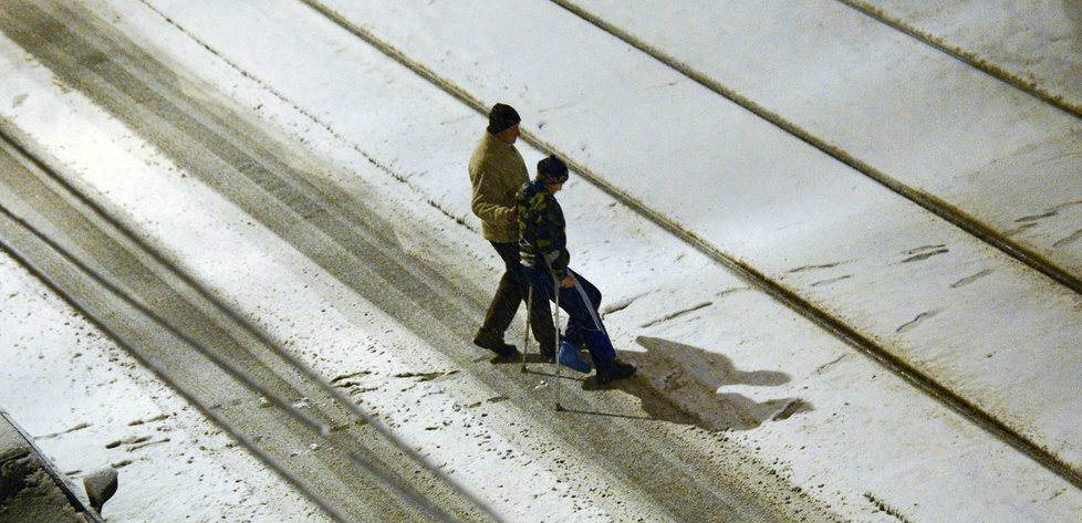 Také Praha zapadala v pondělí sněhem.