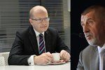 Premiér Bohuslav Sobotka (ČSSD, vlevo) a vicepremiér Andrej Babiš (ANO) jsou teď na kordy.