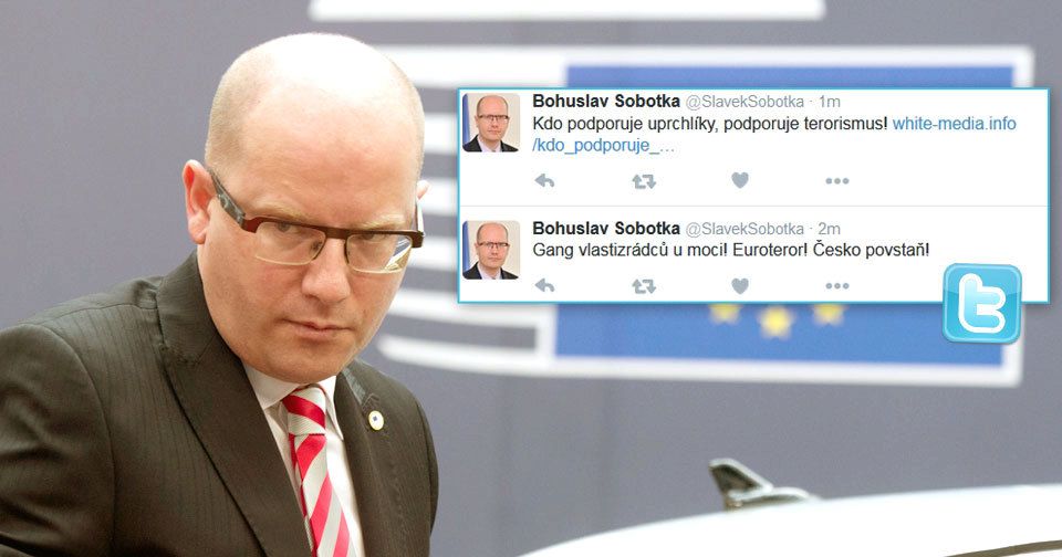Premiér Bohuslav Sobotka (ČSSD) a jeho zneužitý účet na Twitteru