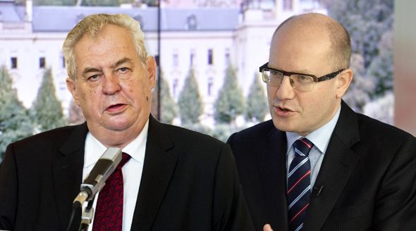 Prezident Miloš Zeman a premiér Bohuslav Sobotka