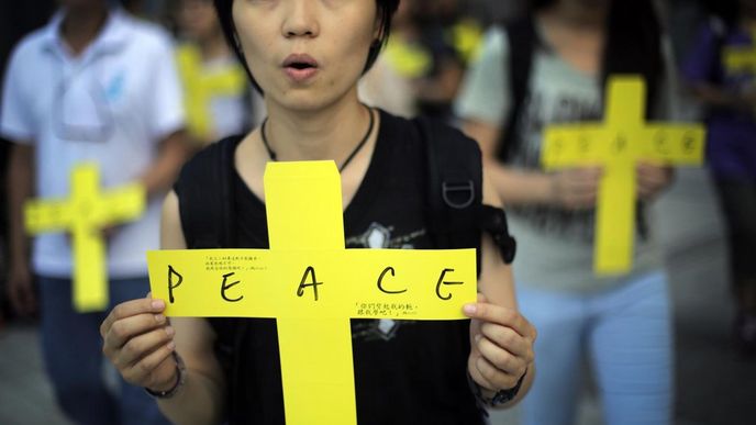 Sobotní protesty v Hongkongu