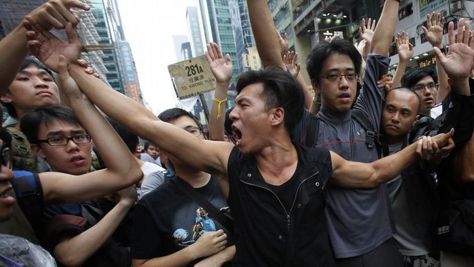 Sobotní protesty v Hongkongu