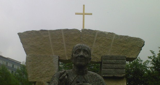 Statue of Cardinal Josef Beran in Dejvice, Prague. 