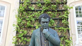 Socha, která zapříčinila protest: Franz Schubert na zahradě AMU