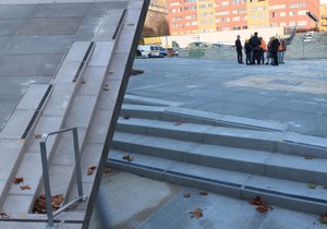 Předkolaudační prohlídka na Sofijském náměstí, listopad 2022. I po opravě je stále nevyhovující.