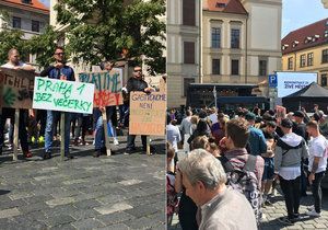 Demonstrace SOHO Prague před magistrátem na Mariánském náměstí