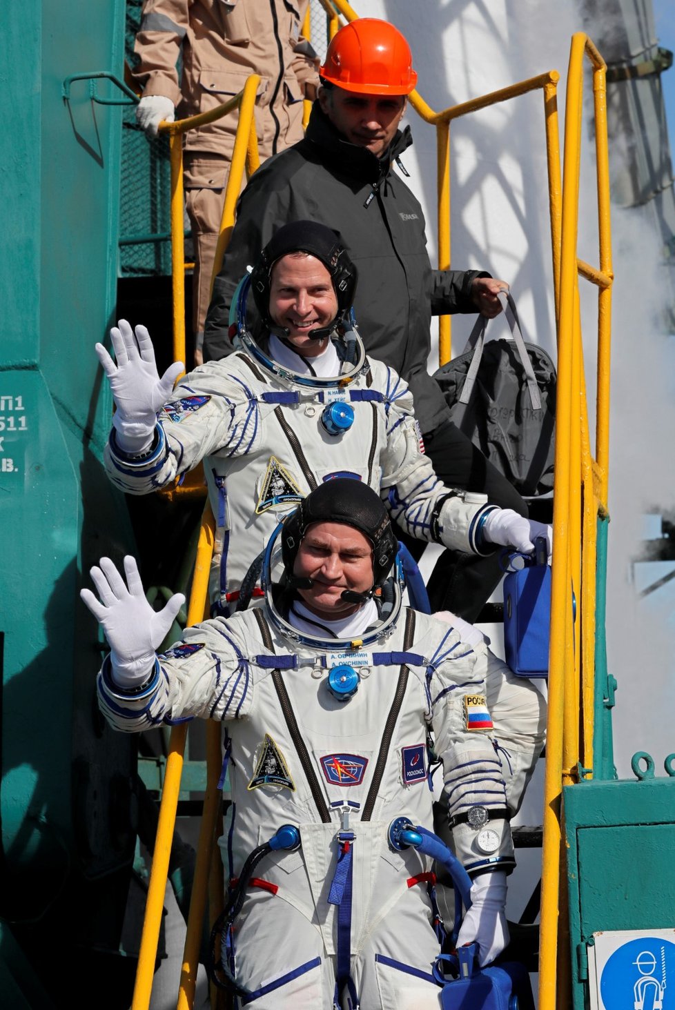 Start rakety Sojuz MS-10 se nezdařil. Na její palubě byli Alexej Ovčinin a Nick Hague (11. 10. 2018).