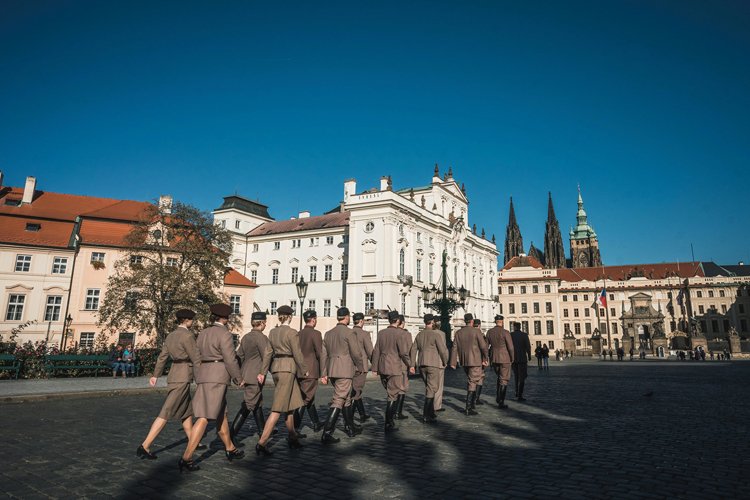 Sokolská stráž na Pražském hradě v rámci 100. výročí založení Hradní stráže v roce 2018 