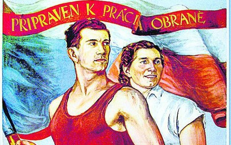 Dobový plakát lákající k oslavě Sokolského dne v roce 1952.