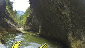 Attersee: Takhle vypadá místní forma kanyoningu.