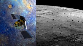 Sonda Messengeru a foto povrchu Merkuru, který zachytila.