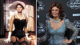 Sophia Loren kdysi a dnes. Vosí pas jí zdobí i v téměř osmdesáti letech.