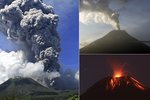 Po světě vybuchují sopky: Vlevo Mount Lokon v Indonésii, vpravo Tungurahua v Ekvádoru
