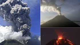 Po světě vybuchují sopky: Vlevo Mount Lokon v Indonésii, vpravo Tungurahua v Ekvádoru