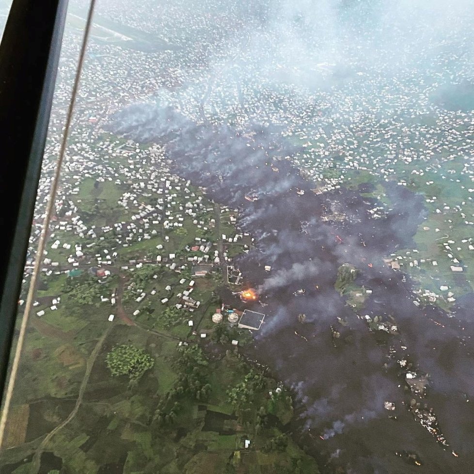 Výbuch sopky Nyamulagira v roce 2021.