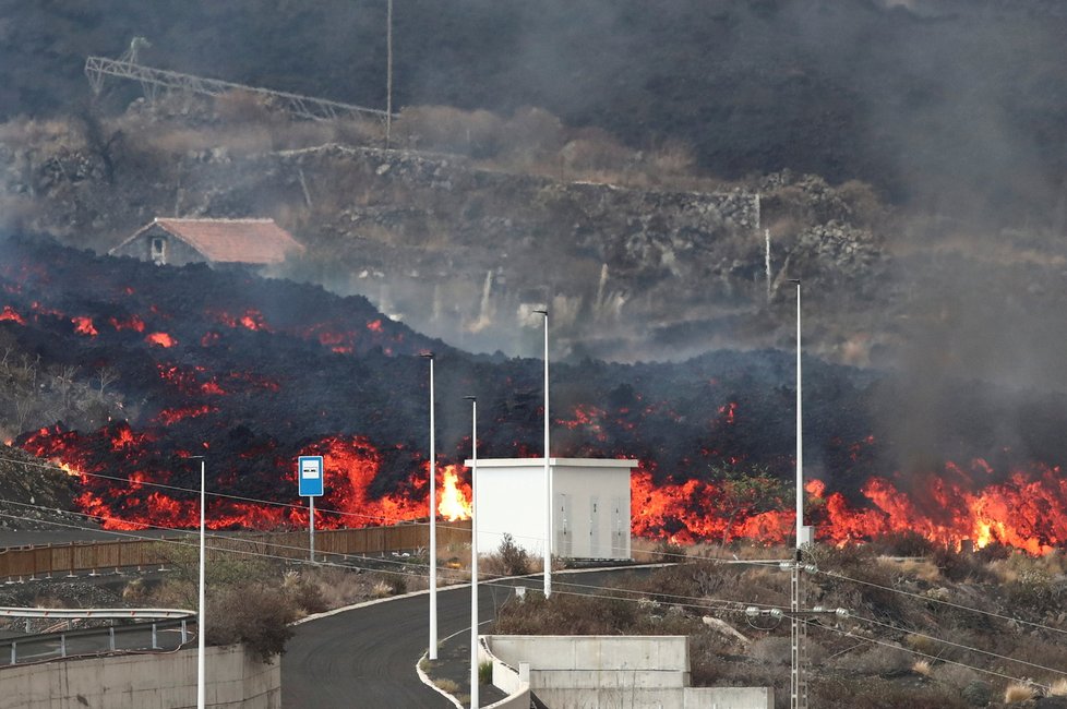 Situace na ostrově La Palma po erupci sopky, (14.10.2021).