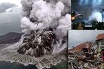 Sopka Anak Karakatoa a erupce, která předcházela ničivé vlně tsunami v Indonésii (23. 12. 2018)