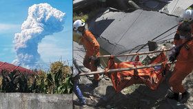 Sopka chrlí popel v Indonésii. Předcházelo tomu zemětřesení.
