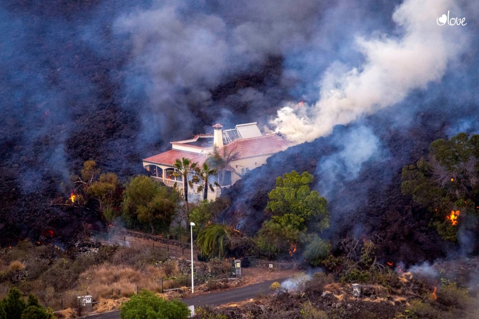 Rozsah škod způsobených erupcí sopky Cumbre Vieja na ostrově La Palma (24. 9. 2021)