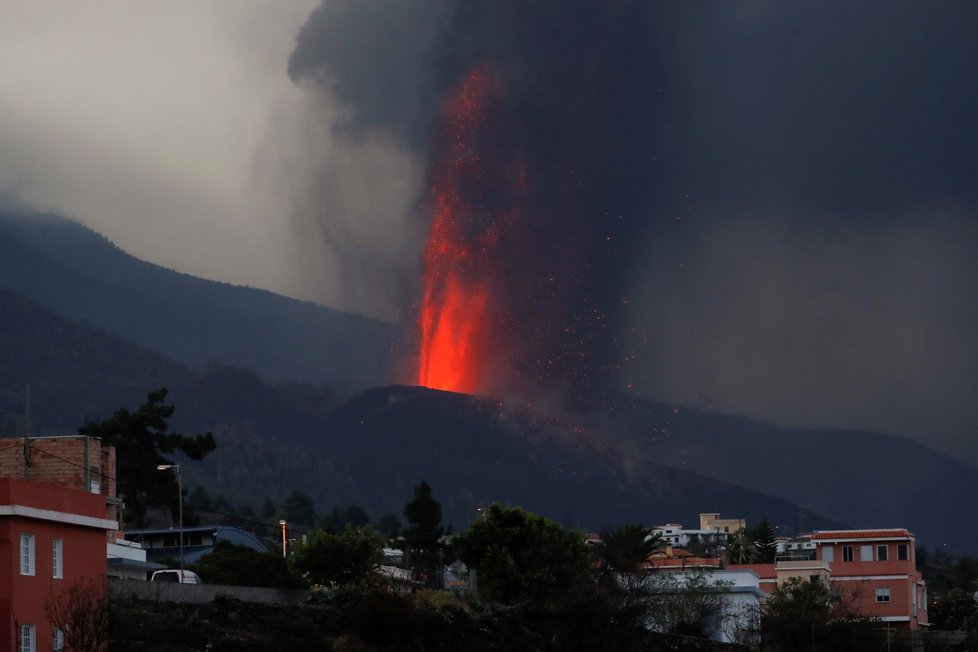 Rozsah škod způsobených erupcí sopky Cumbre Vieja na ostrově La Palma (24. 9. 2021)
