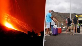 Sopka na Kanárech: Na La Palma uzavřeli letiště, lidé se pryč dostávali trajekty