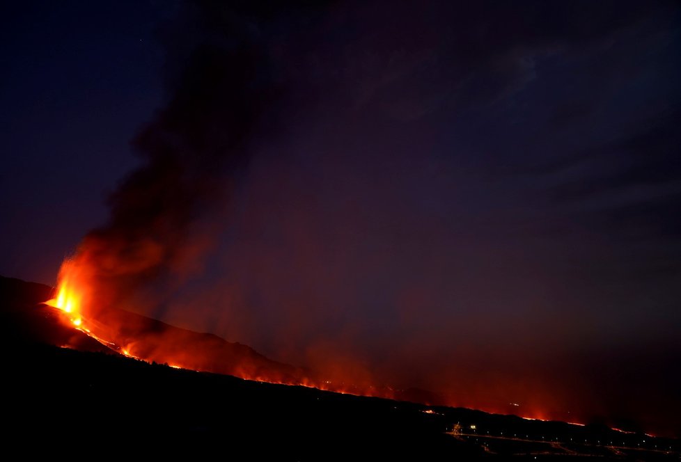 Erupce sopky na Kanárských ostrovech (2. 9. 2021)