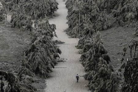 Probuzená sopka na Filipínách si vyžádala evakuaci tisíců lidí. Popel pokryl vesnice v okolí, (leden 2021).