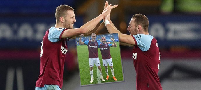 Tomáš Souček (vlevo) s Vladimírem Coufalem se mohou těšit na luxusní prémie. Pokud West Ham uspěje.