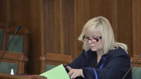 Obhájkyně Petra K. Jana Rejžková u soudu během hlavního líčení