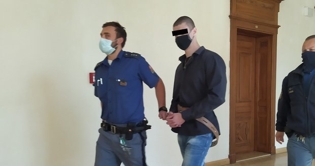 Eskorta vede k soudu Petra S. (30), jehož pes pokousal policisty.